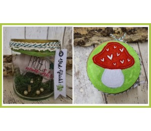 Stickserie ITH - Wunschglas Glücksglas Anhänger & liebe Worte